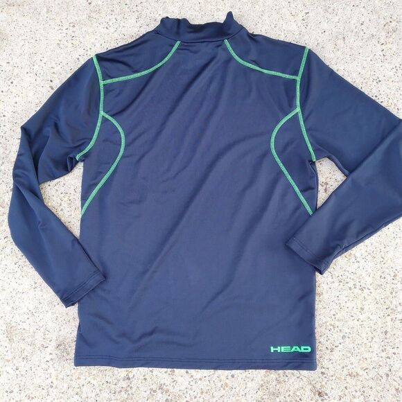 Head size Large performance shirt long sleeve navy neon green mock neck - Picture 8 of 8